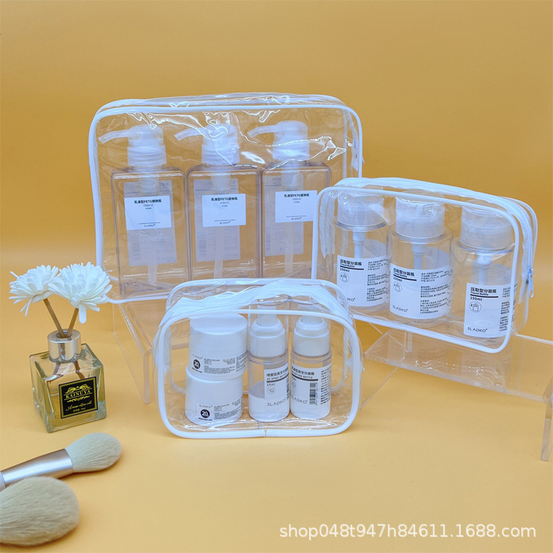 Bolsa de cosméticos de pvc transparente bolsa de almacenamiento multifuncional con logotipo de impresión de bolsa de subpaquete de viaje portátil de gran capacidad de alto valor