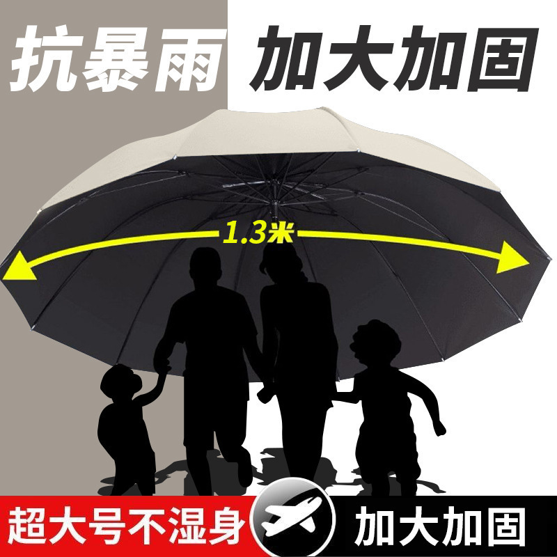 骨自动抗风暴雨伞加大加厚加固折叠雨伞男士晴雨两用伞女|undefined