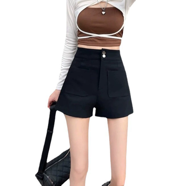 Высок Waist black шорты для подростков - стильные, свободный крой, идеальны для весенних занятий на отдыхе!