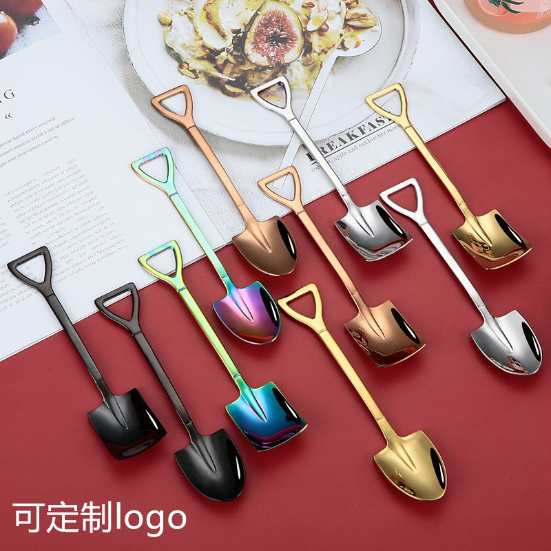 Internet Red Creative Vintage Shovel Coffee Spoon Stainless Steel Dessert Spoon Watermelon Spoon Ice Cream Cake Spoon Internet Red Creative Vintage Shovel Coffee Spoon Stainless Steel Dessert Spoon Watermelon Spoon Ice Cream Cake Spoon