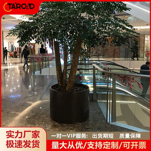 Outdoor round flower box iron large vegetable pot balcony gardening planting pot floor partition flower device green plant flower trough