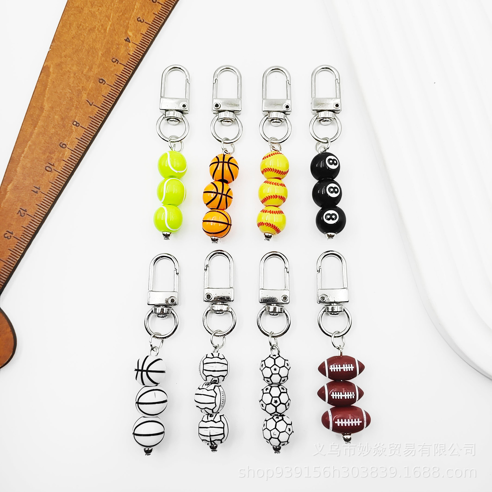 Creative Black Billiards Billiards Sports Gifts Keychain DIY Accessories Resin Bag Pendant