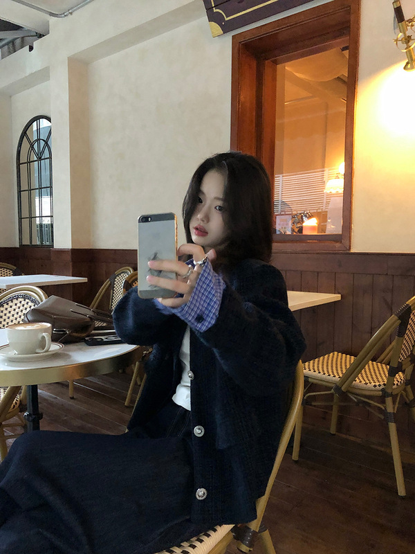 小仙倪子韩系温柔小香风女秋季新款单排扣假两件外套显瘦气质上衣|undefined