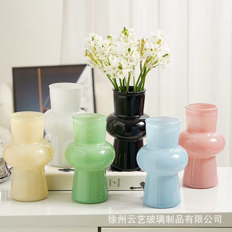 French Lantern Glass Vase Cream Style Simple Home Decoration Hydroponic Flowers Green Planting Flower Arrange Desktop Decoration