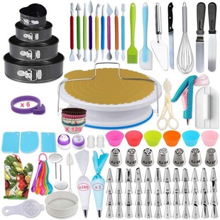 333-Piece Cake Turntable Set Stainless Steel Decorating Nozzle Scraper Baking Set Home Cake Making Wholesale