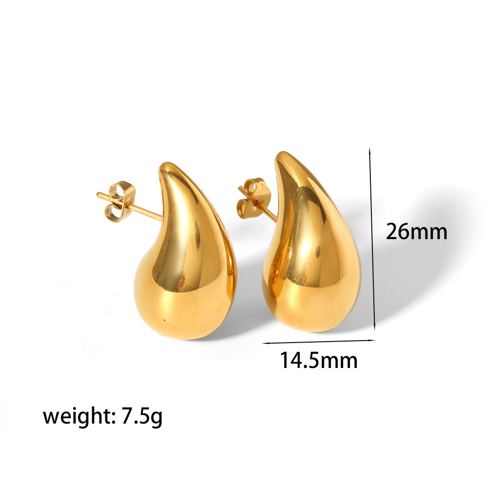 13g Weight Zircon Inlay Material Earrings, Necklace Classification 1 Pair Quantity Daily Occasion Stainless Steel Material Water Droplets Pattern Women's Gender Plating, Inlay Design Simple Style Style Simple Style Water Droplets Stainless Steel Plating Inlay Zircon Earrings Necklace 5