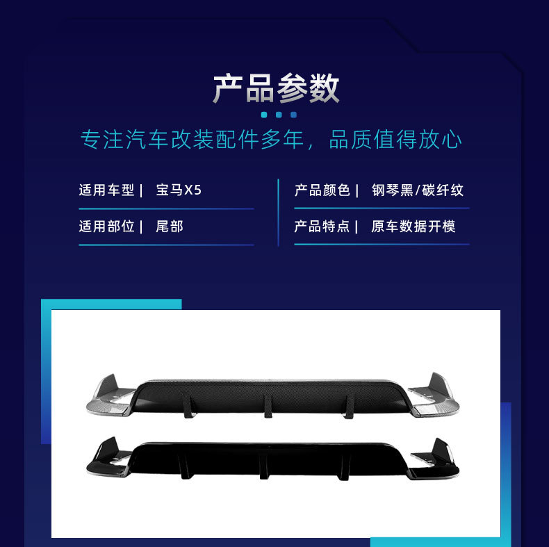 Suitable for Bmw Bmw X5 G05 m Sport 2019+ Black Warrior Rear Spoiler Corner Rear Lip Tail Lip Modification