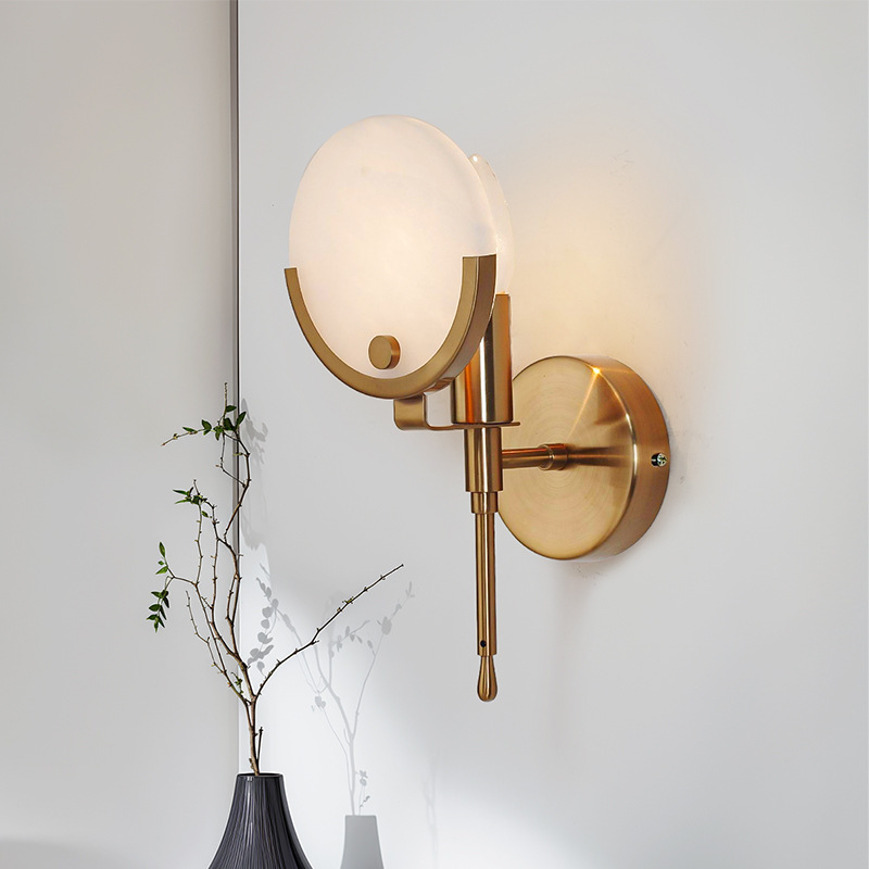 Modern Light Luxury Aisle Simple Living Room Home Alabaster Wall Lamp Villa Creative Wall Lamp Hotel Lighting Wholesale