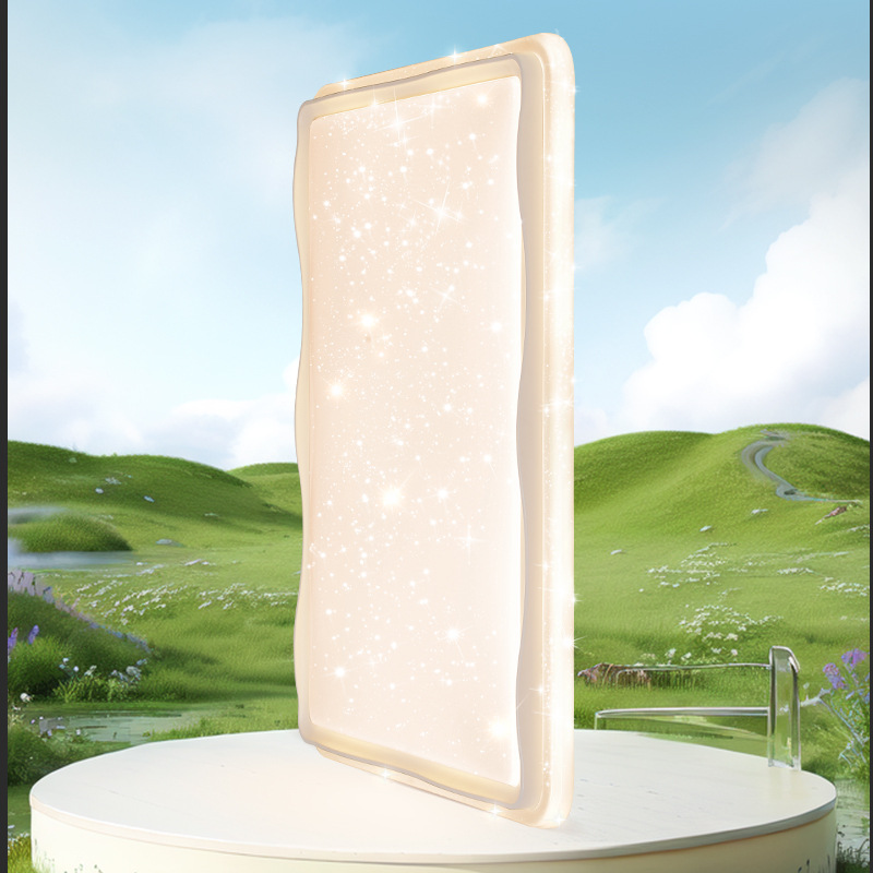 [Seleccionado cuidadosamente] Estilo crema espectro completo lámpara minimalista moderna lámpara de techo de protección ocular atmosférica de cielo estrellado rectangular