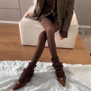 Autumn and Winter Vintage Dark Wavy Gray White Pantyhose Thickened Leggings Slim-fit Milk White Pantyhose Women