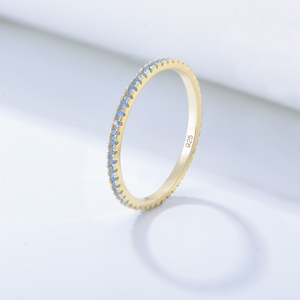 Zircon Inlay Material Rings Classification Daily Occasion 925 Sterling Silver Material 925 Sterling Silver Round Colorful Zircon Electroplating 14K Real Gold Plated Rings