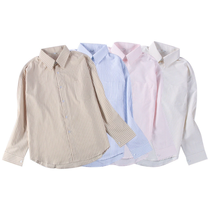 Рубашка JK в студенческом стиле, женская Свободная рубашка в полоску с длинными рукавами, Женская Новинка 2023 года, униформа JK с короткими рукавами