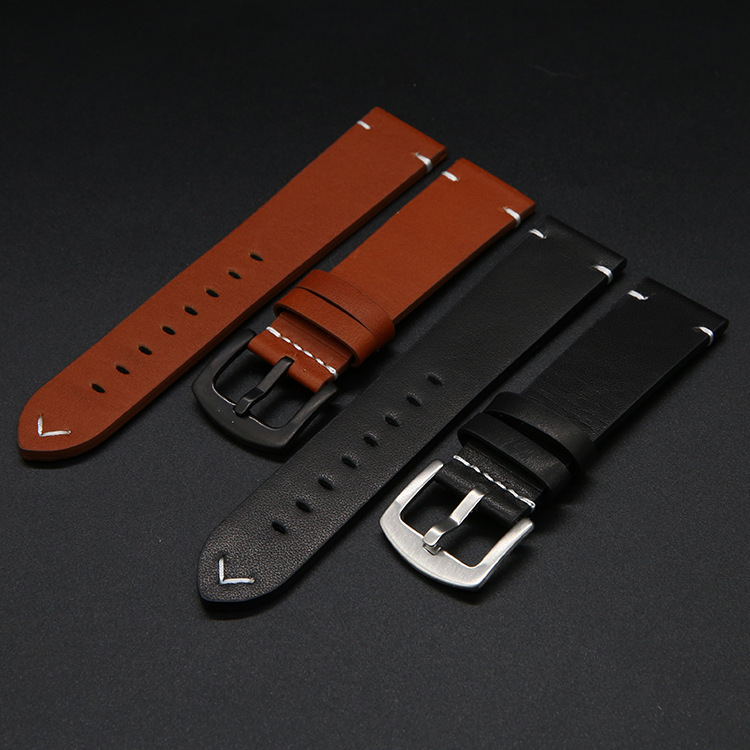 Handmade stitched retro leather strap cowhide watch strap smart watch Samsung GearS3 Huawei GT2 Apple