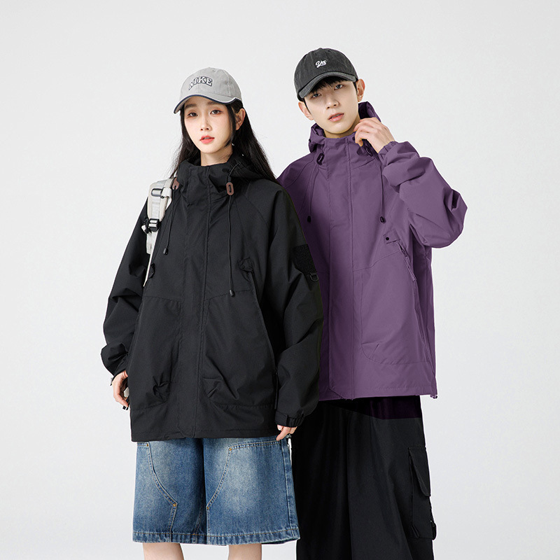 热销秋冬新款户外防风冲锋衣男女学生情侣宽松休闲登山服风衣外套|undefined