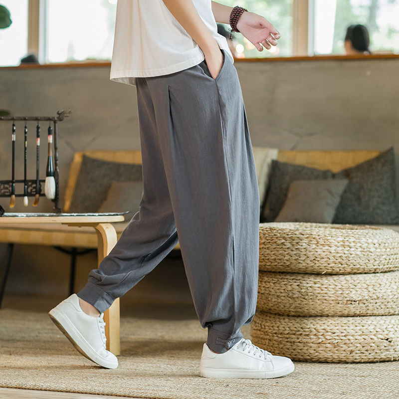 Nuevos pantalones de monje de algodón y lino, pantalones laicos sin leggings para hombres, pantalones de meditación de cierre sueltos de lino, ropa de monje delgada de verano para mujeres