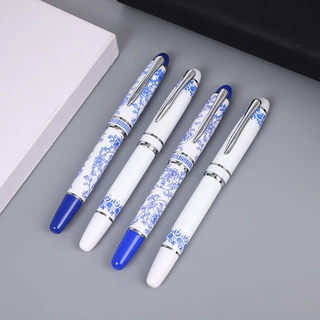 青花款金属签字笔中性笔企业纪念礼品宝珠笔不锈钢中性笔印刷LOGO