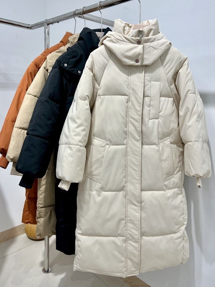 Winter Down Jacket For Women, Mid-Length, 2025 New Loose Thickened Coat, Over-the-Knee Puffer Jacket, Cotton Outerwear_ecoleips.com