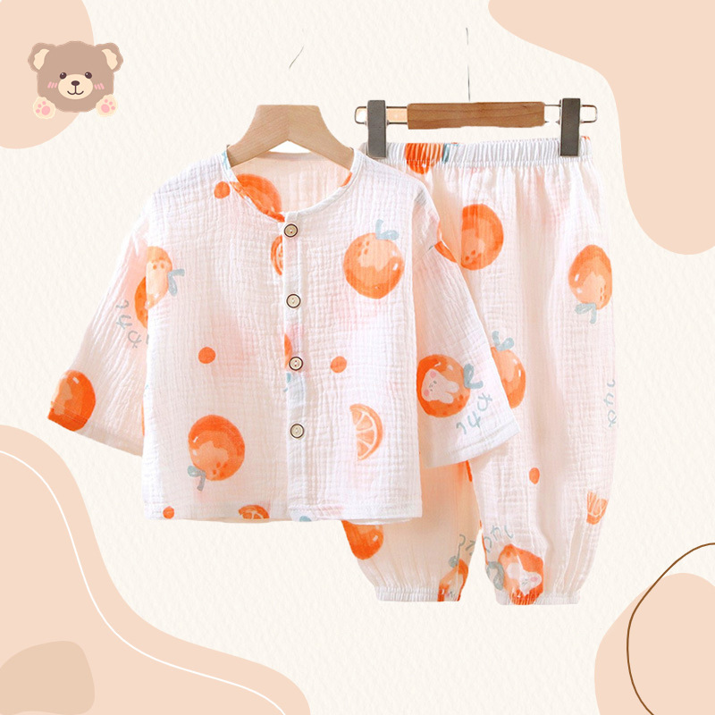 Ropa de bebé algodón gasa fina pijamas traje de manga larga bebé verano algodón desgaste ropa interior recién nacido