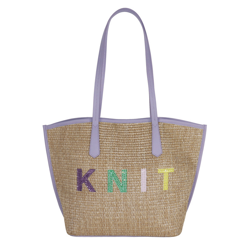 Large Capacity Woven Bag Women's 2024 Summer New All-match Shoulder Bag Fashion Commuter Straw Beach Bag Customized