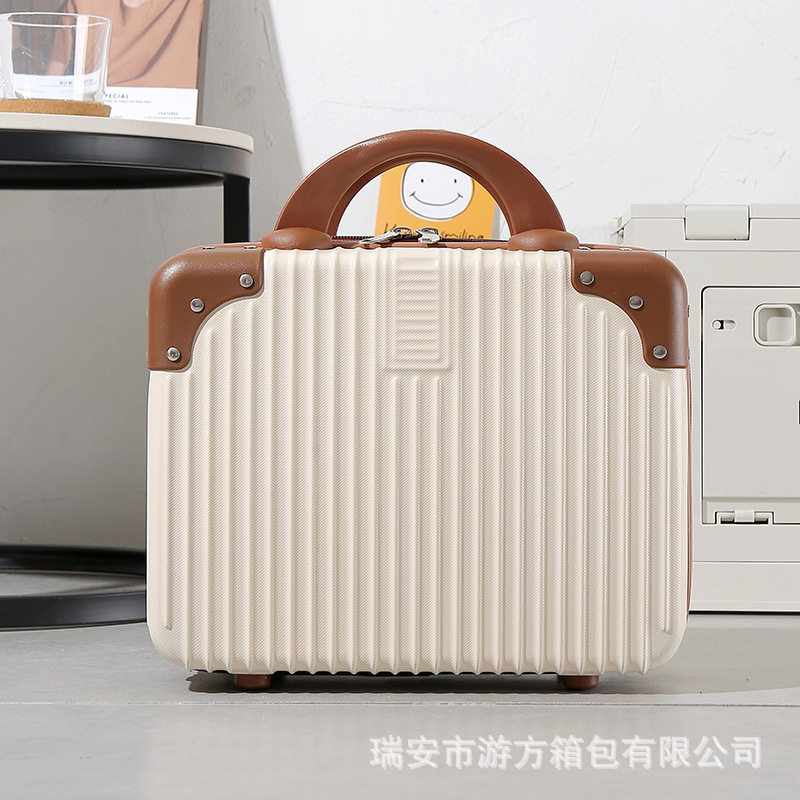 Portátil de equipaje de las mujeres pequeño ligero de 16 pulgadas mini lindo de 14 pulgadas caja de maquillaje contraseña bolsa de almacenamiento de viaje