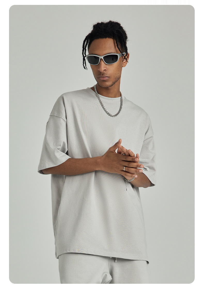 287g Weight Short Sleeve Sleeve Length Pullovers Placket Type Drop Sleeve Sleeve Type Cotton Fabric Type Long Top Length T-shirt Tops Type Daily Occasion Round Neck Neckline Breathable Function Loose Fit Type Solid Color Pattern Summer Season Men's Gender Casual Style Wholesale Men's Casual Solid Color Short Sleeve Men's Tops 3