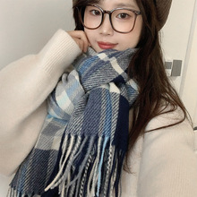 英伦风格子围巾女2025冬季新款时尚高级氛围感加厚保流苏围脖批发