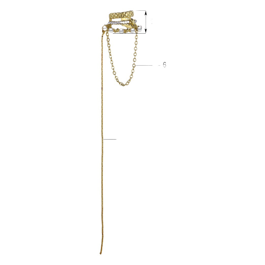 European and American High-End Elegant Cold Style Non-Pierced Chain Earrings Trendyy Dot Diamond Long Tassel Ear Bone Clip Single