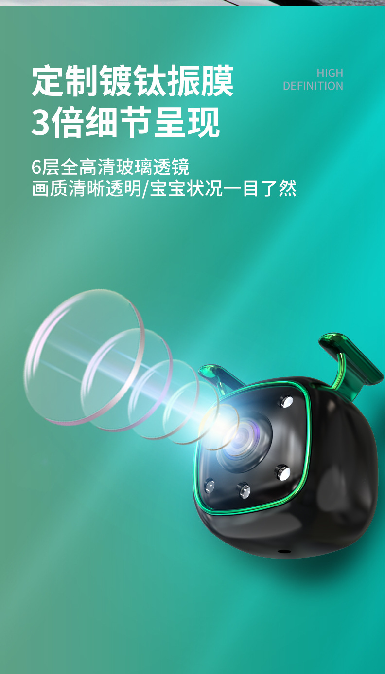 Car-Mounted Baby Monitor 5inch Monitor + Night Vision Camera Rear View Monitoring Image