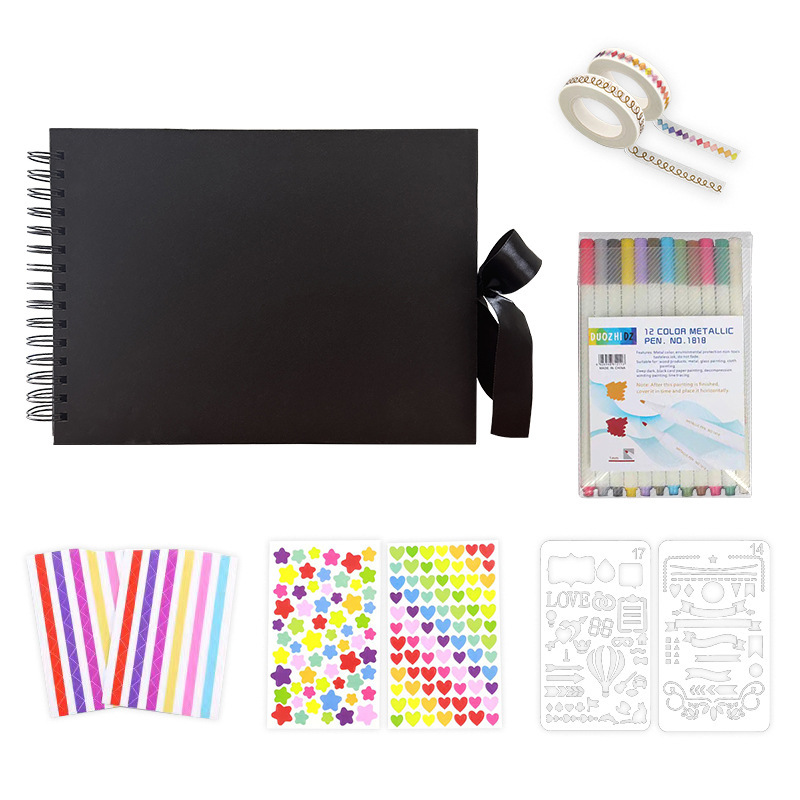 Amazon cross-border hot diy photo album scrapbook creative graffiti black card handmade album souvenir set Amazon cross-border hot diy photo album scrapbook creative graffiti black card handmade album souvenir set