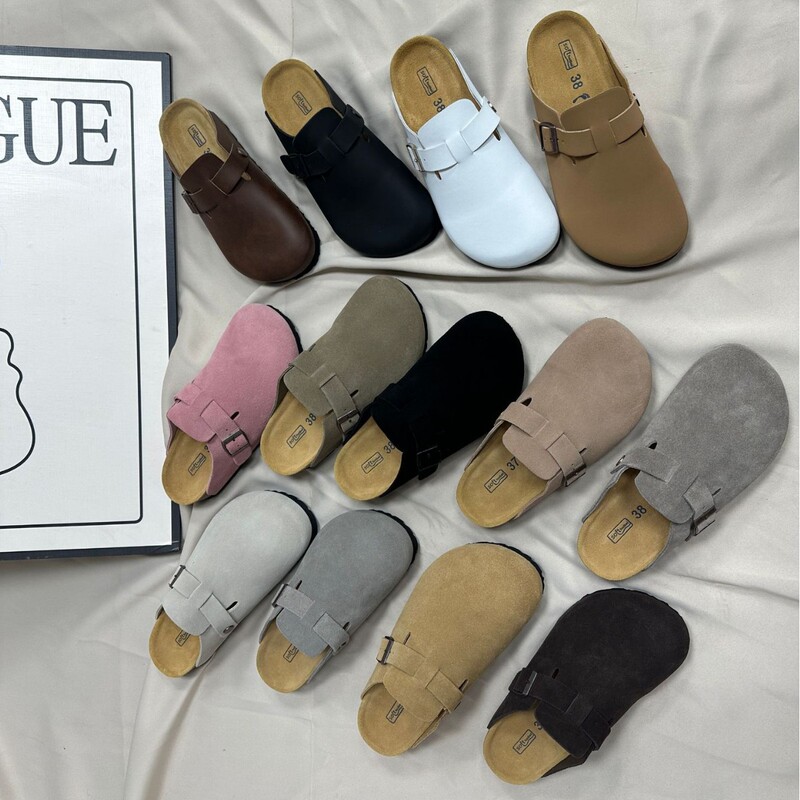 Retro Cowhide Leather Clogs for Men and Women, Genuine Leather Cork Sole Birkenstock-Style Slip-On Sandals, Lazy Half-Slip Slippers for Outdoor Wear Retro Cowhide Leather Clogs for Men and Women, Genuine Leather Cork Sole Birkenstock-Style Slip-On Sandals, Lazy Half-Slip Slippers for Outdoor Wear