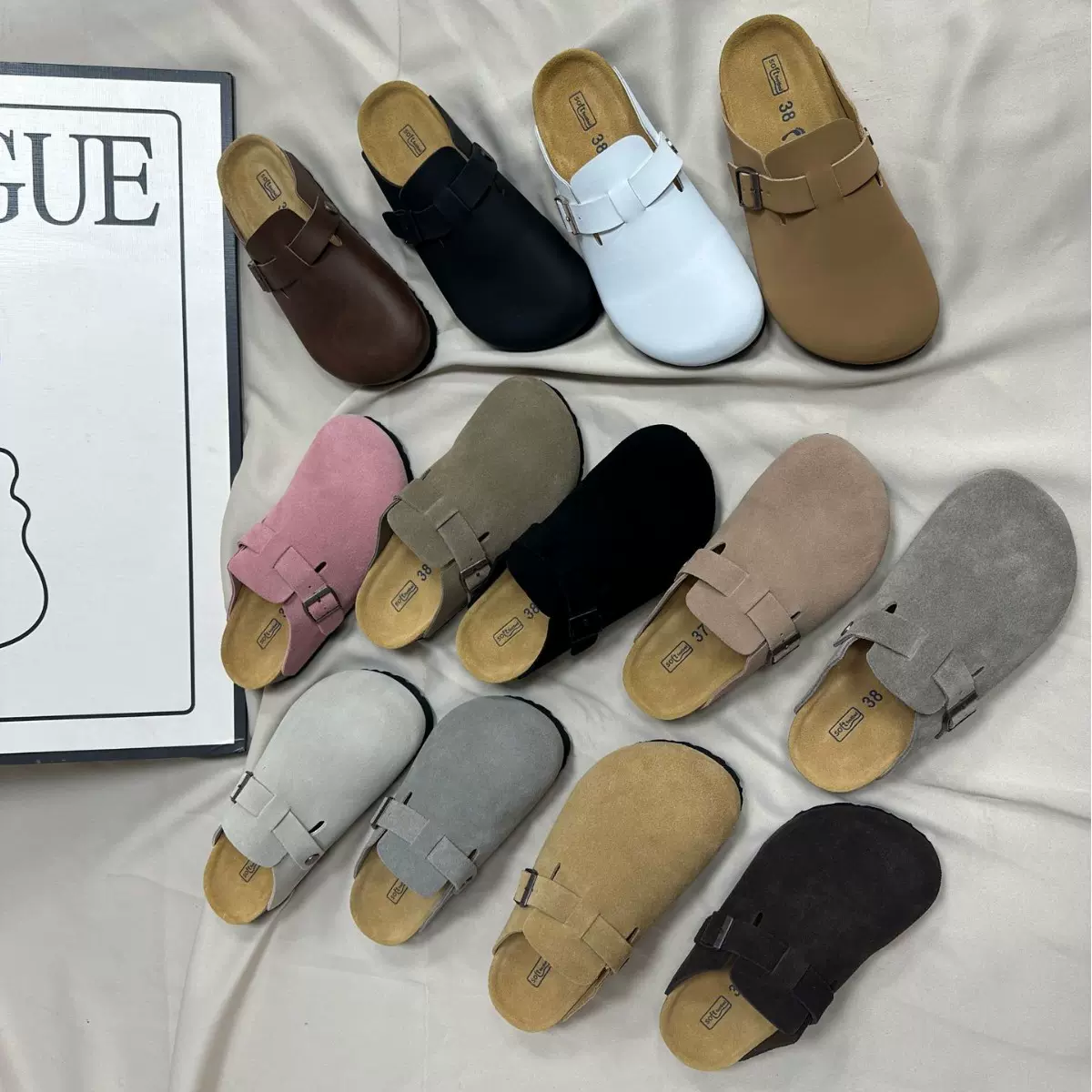 牛皮版包头勃肯鞋男女同款真皮软木底博肯凉拖鞋懒人外穿半包拖鞋