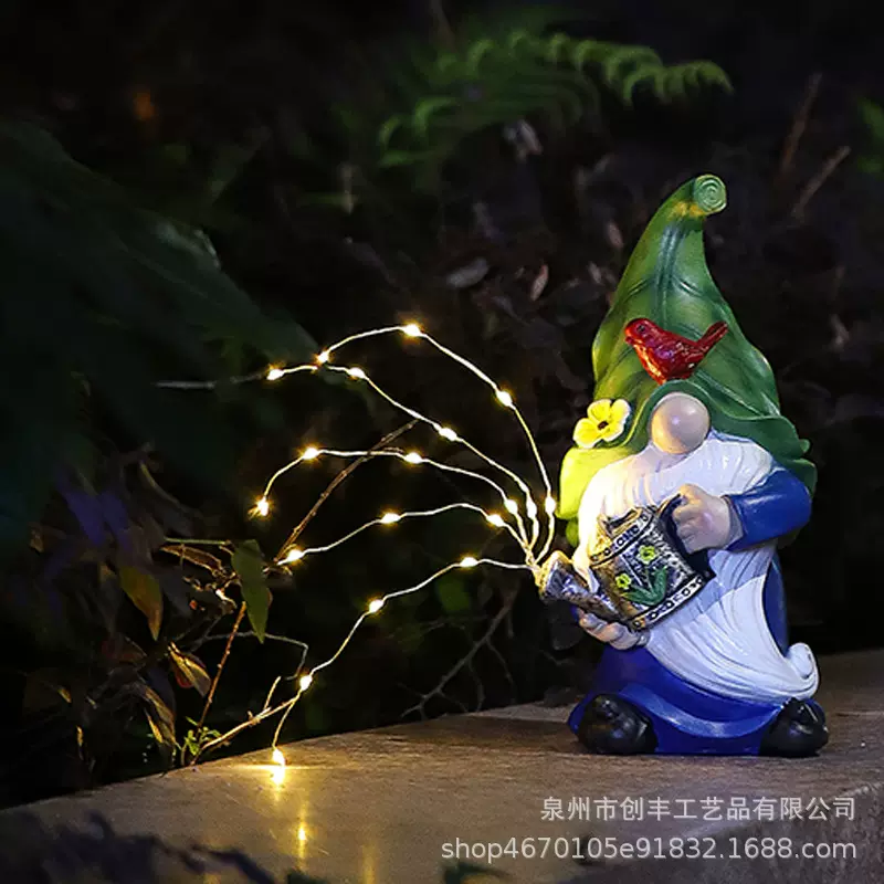 太阳能发光精灵摆件阳台小花园布置造景户外庭院花园草坪装饰摆件