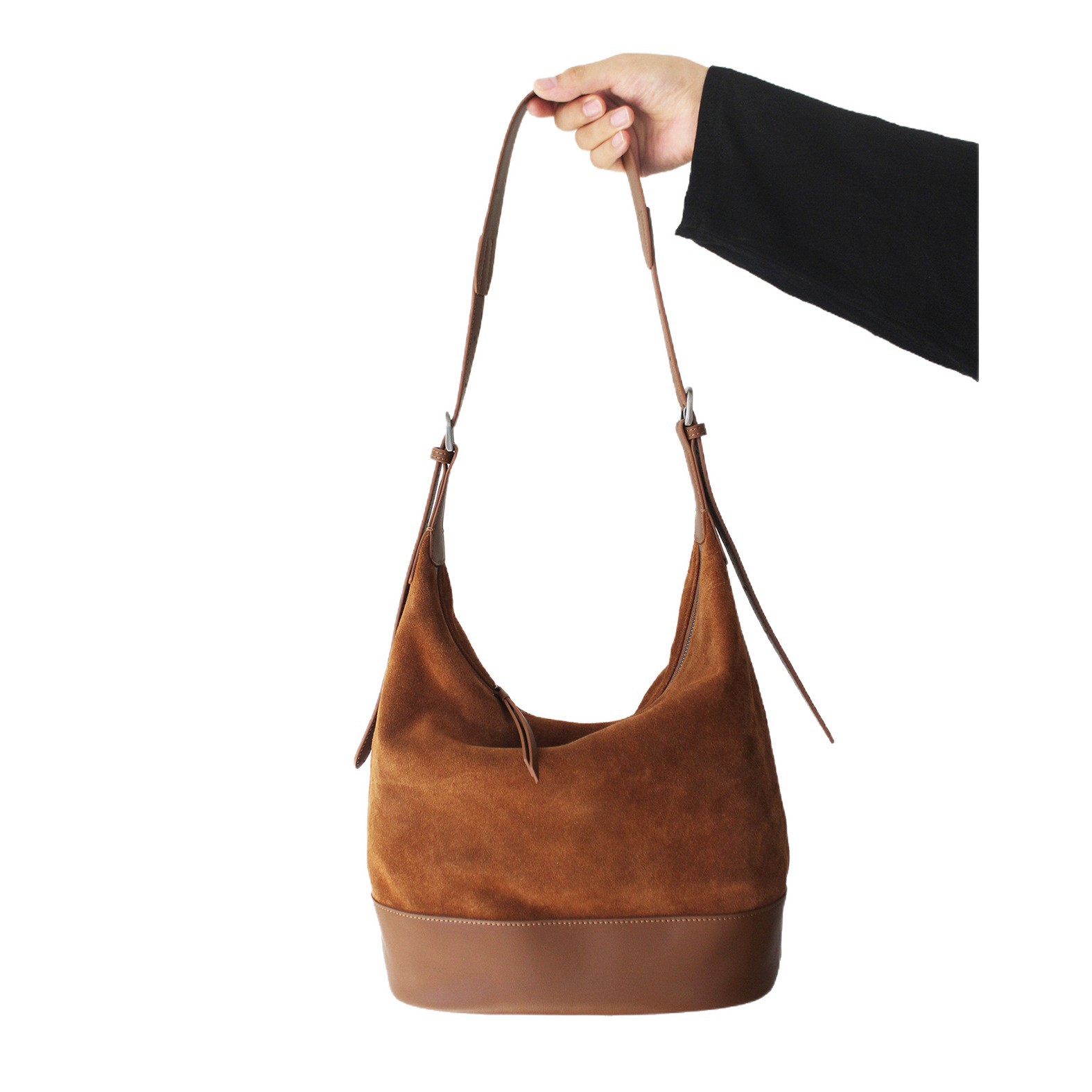 Borsa a secchiello in camoscio da donna grande borsa a spalla_voghion.com