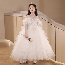 儿童礼服生日宴会轻奢小众花童婚礼女孩公主裙女童钢琴演出服夏季