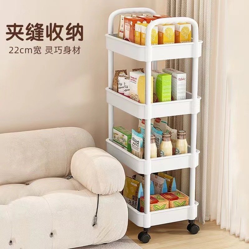 Estante de almacenamiento de carrito pequeño Estante de snack sala de estar cocina baño baño móvil dormitorio multicapa almacenamiento junto a la cama image 4