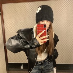 2025新款时尚花朵针织毛线包头帽子女韩版百搭保暖防风护耳冷帽
