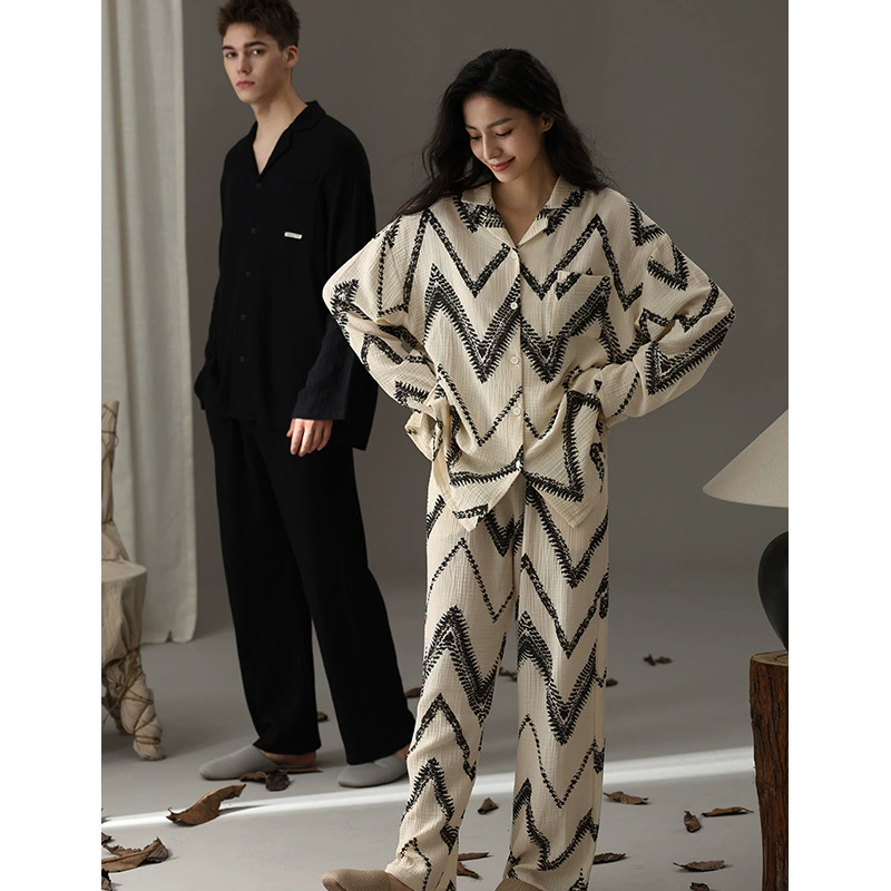 Демисезонный хлопковый пижамный комплект для мужчин и женщин, oversize