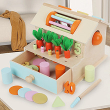 蒙氏儿童投币目标盒抽屉纺织鼓拔萝卜数字配对智力盒早教木制玩具