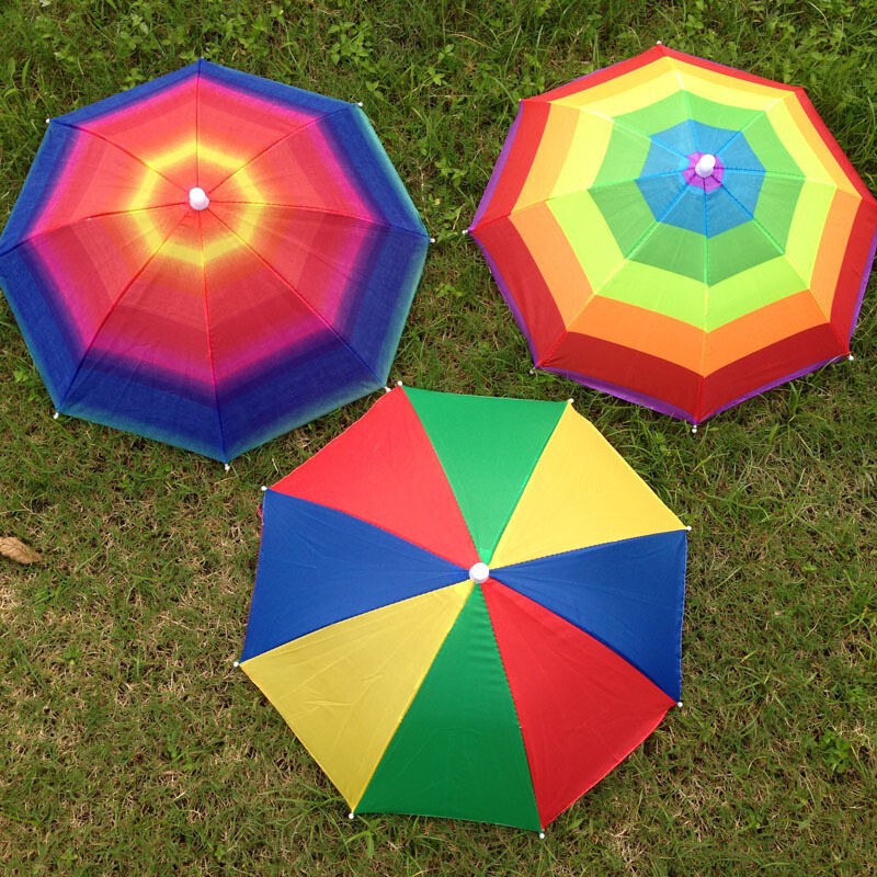Factory direct new children's umbrella cap home travel outdoor activities plastic umbrella head hat umbrella wholesale