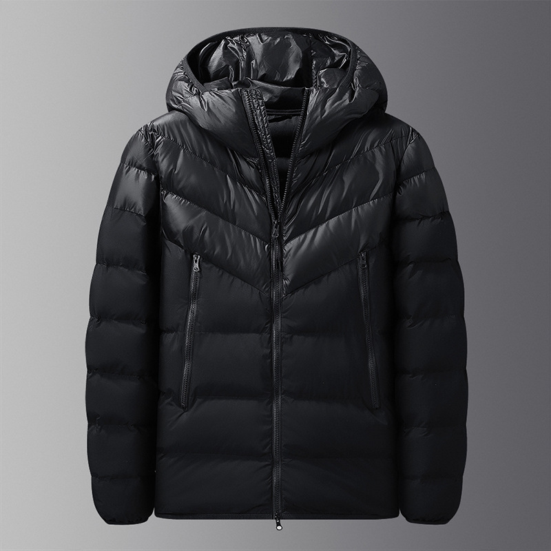 Transfronterizos otoño y invierno hombres con capuzas de pluma de algodón clásico de color contraste costillas gruesas chaqueta de algodón deportivo casual para hombres
