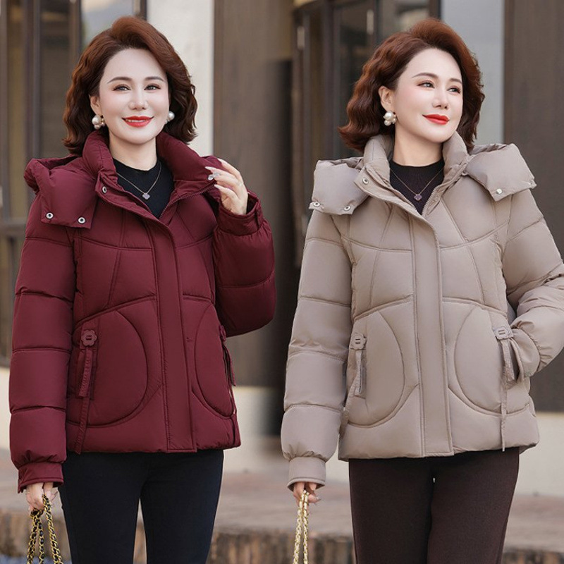 妈妈新款冬季羽绒棉服女款冬妈妈装加厚宽松棉袄大码保暖棉衣外套