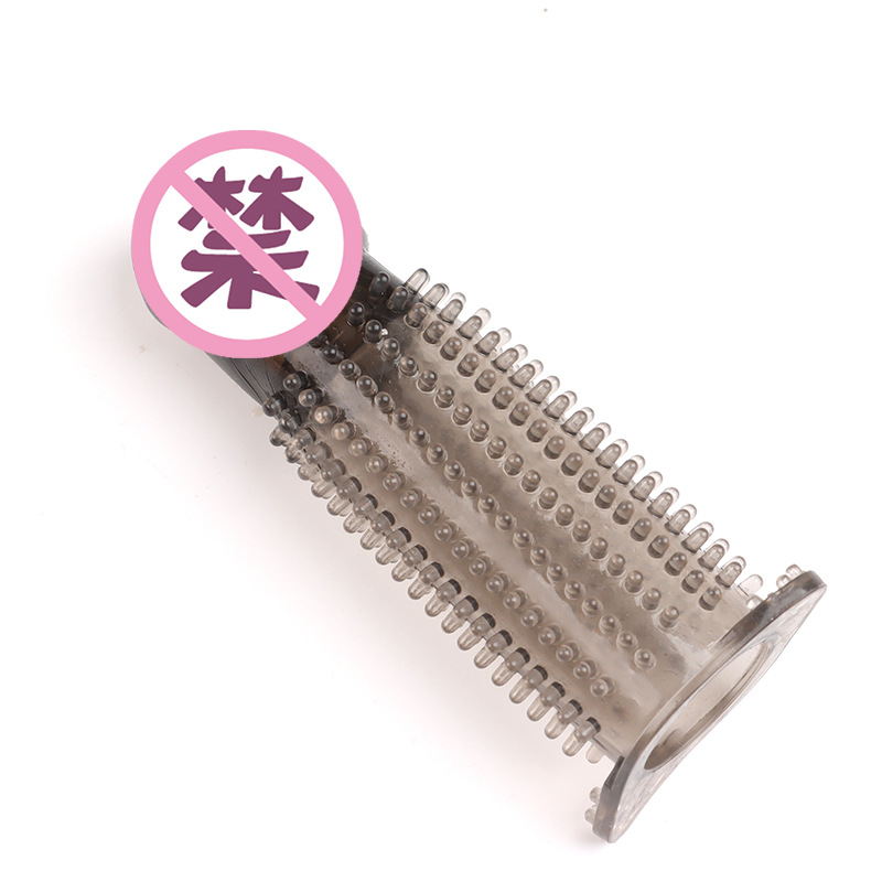 Vibrating Closed-Tip Glans Cover, TPE Wearable Sleeve, Spiked Texture — detail image 15