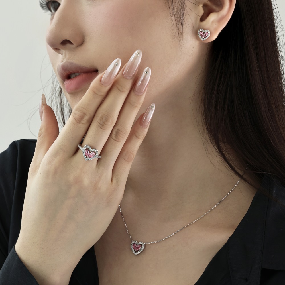 3g Weight Zircon Inlay Material Rings Classification 5, 9 Ring Size Banquet, Daily Occasion 925 Sterling Silver Material Heart Shape Pattern 2025 Spring and Summer Season Women's Gender Plating Design Elegant, Simple Style Style 925 Sterling Silver Zircon Heart Shape Rings 925 Sterling Silver Rings 14