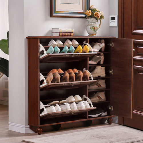 American-style ultra-thin shoe cabinet for home use, minimalist modern entryway unit with large capacity and space-saving design—features a flip-top mechanism for easy access to shoes.