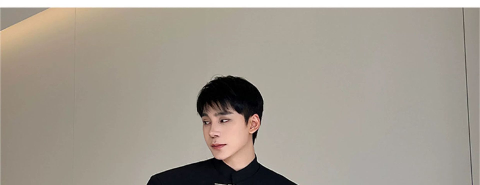 1 Yeni Çin Hafif Ulusal Üst Siyah Dik Yaka Bambu Batı Ceket Erkek İlkbahar Sonbahar Uçak Düğmesi Etnik Stil_voghion.com