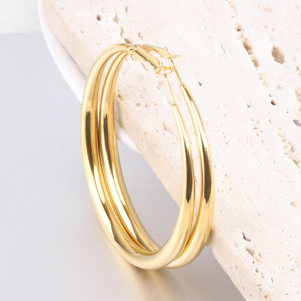 1 Pair Simple Style Solid Color Plating Titanium Steel Gold Plated Earrings display picture 2