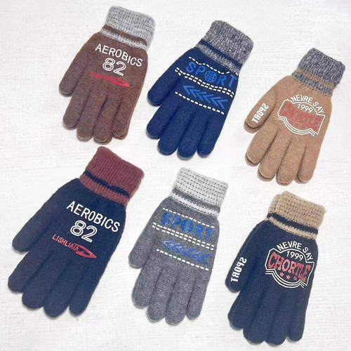 Winter Thick Mohair Gloves for Men and Women, Warm and Cold-Proof Knitted Outdoor Cycling Windproof Gloves