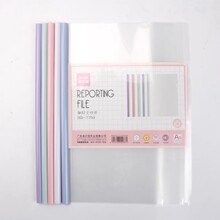 文件夹a4透明彩色抽杆夹马卡龙色塑料试卷夹文件透明夹拉杆水滴杆
