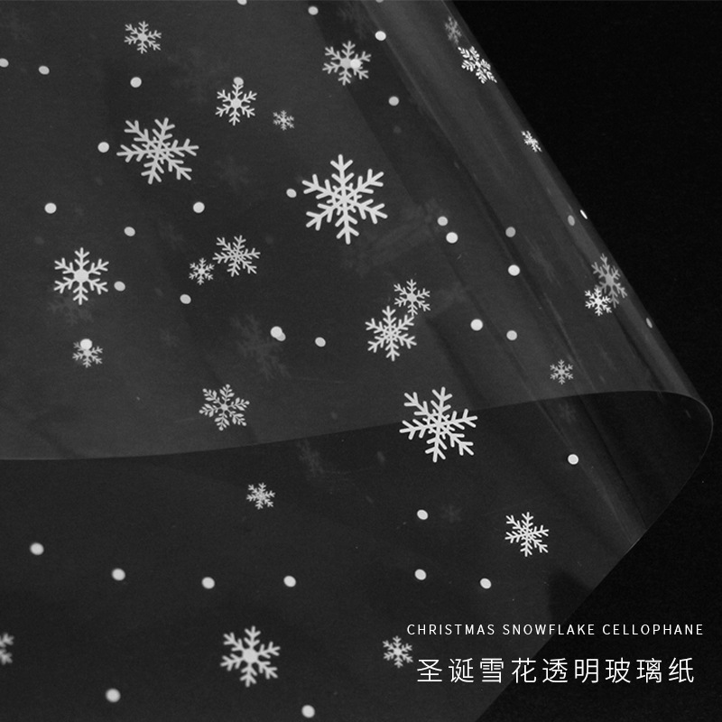 Navidad copo de nieve celofán flores transparentes paz fruta ramo embalaje papel embalaje impermeable floral materiales al por mayor
