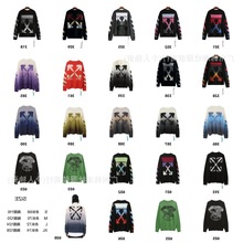 秋冬OFF马海毛毛衣渐变OW箭头印花男女宽松针织衫上衣跨境